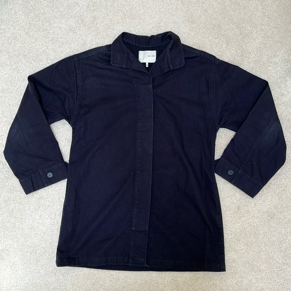 Oak + Fort jacket | Oversized navy shirt jacket